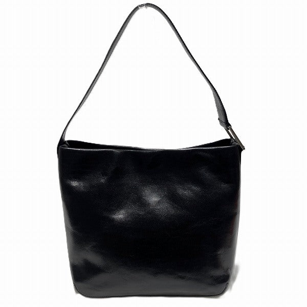 HIROFU Black Leather Tote Shoulder Bag