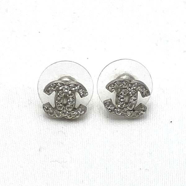 Chanel Coco Mark Rhinestone Earrings 06P in Good Condition