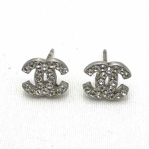 Chanel Coco Mark Rhinestone Earrings 06P in Good Condition