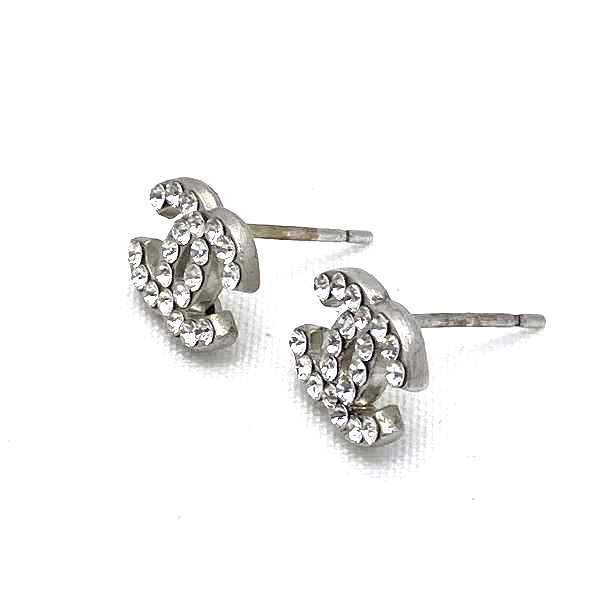 Chanel Coco Mark Rhinestone Earrings 06P in Good Condition