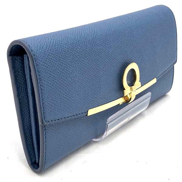 Salvatore Ferragamo Gancini Blue Leather Wallet in Great Condition