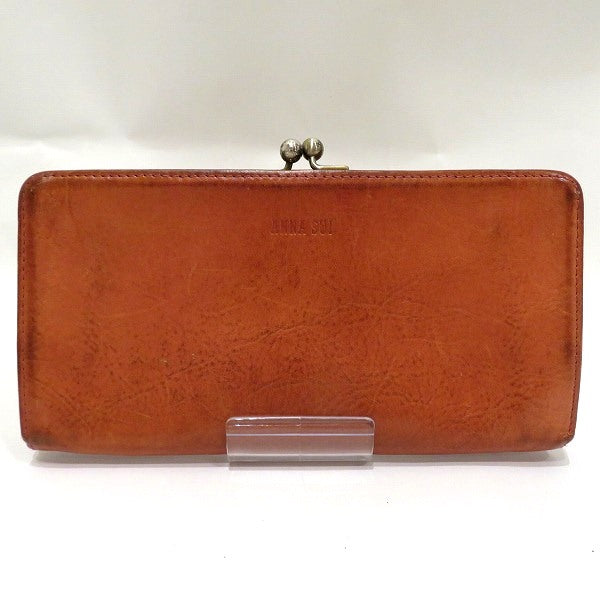 ANNA SUI Leather Brown Long Wallet in Good Condition