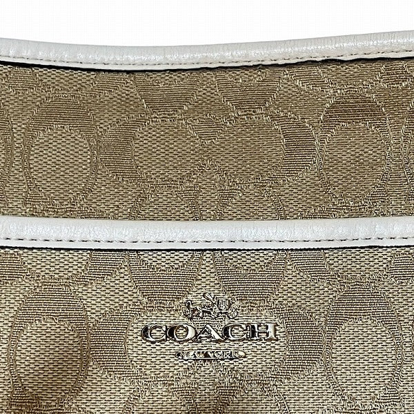 Coach Signature Canvas Leather Shoulder Bag F58285 in Good Condition