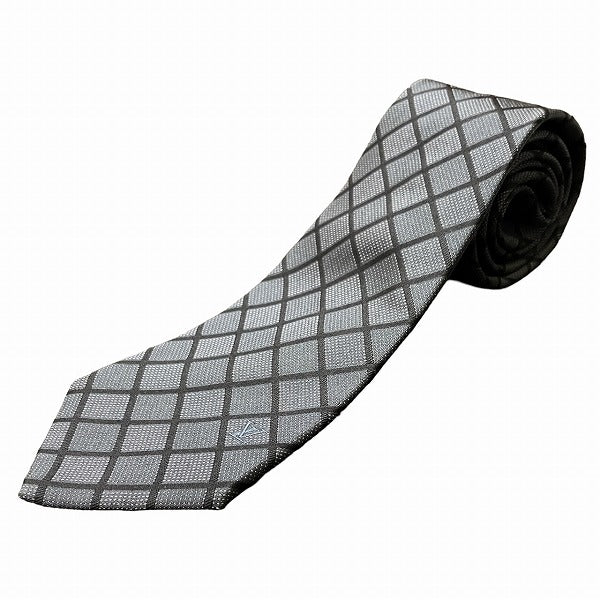 Louis Vuitton Silk Checkered Tie Black Gray