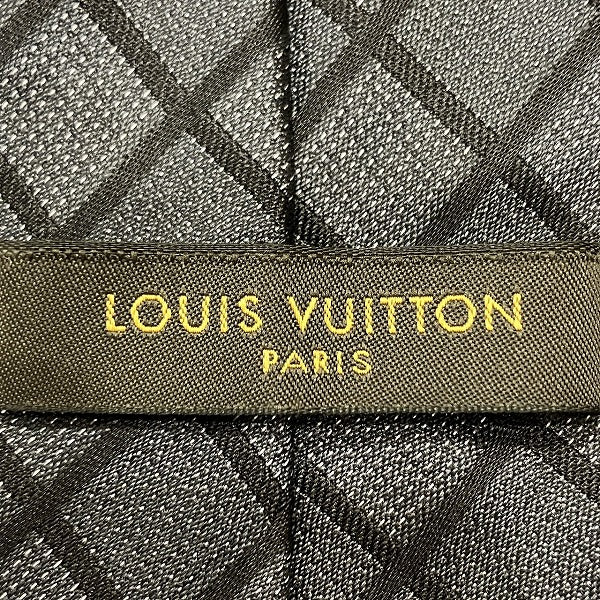 Louis Vuitton Silk Checkered Tie Black Gray