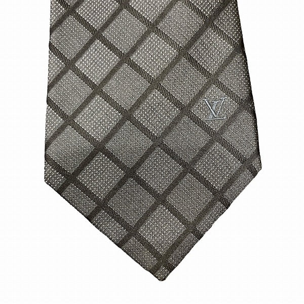 Louis Vuitton Silk Checkered Tie Black Gray