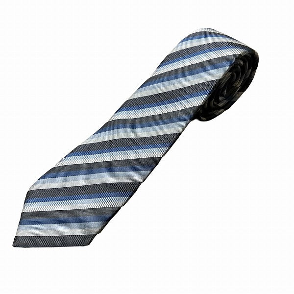 Louis Vuitton Silk Stripe Black Blue Tie