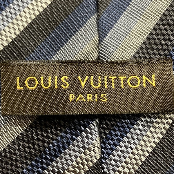 Louis Vuitton Silk Stripe Black Blue Tie