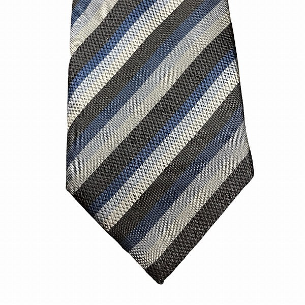 Louis Vuitton Silk Stripe Black Blue Tie