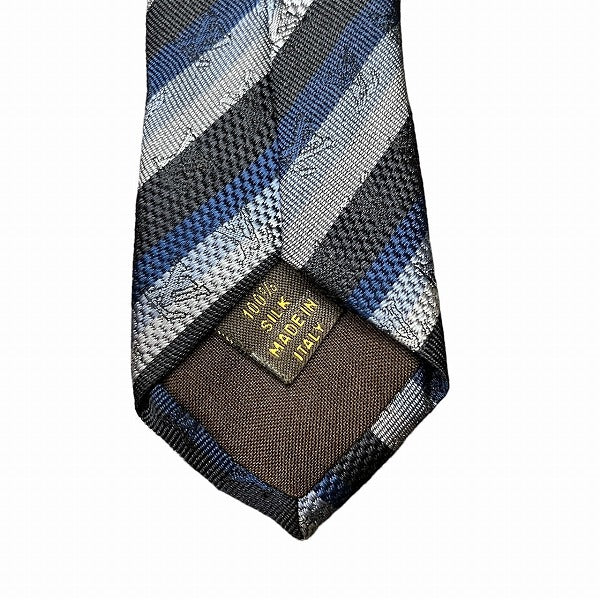 Louis Vuitton Silk Stripe Black Blue Tie