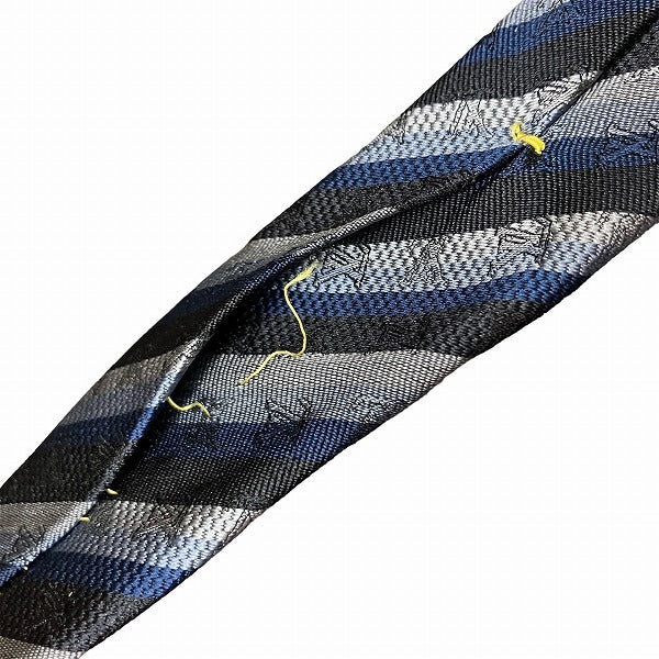 Louis Vuitton Silk Stripe Black Blue Tie