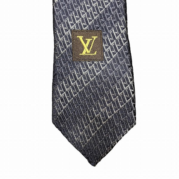 Louis Vuitton Silk Stripe Navy Gray Tie