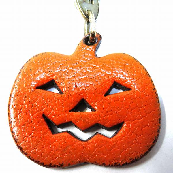 Hermes Leather Pumpkin Keychain in Good Condition