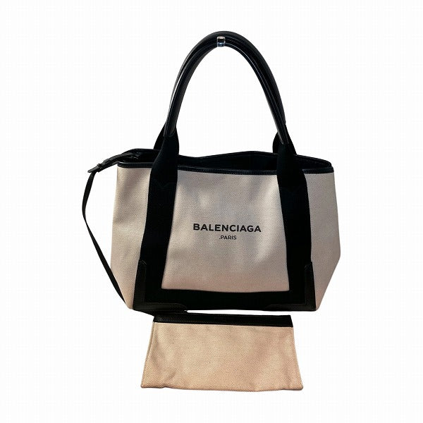 Balenciaga Canvas Leather Navy Cabas S Tote Bag 339933 in Good Condition