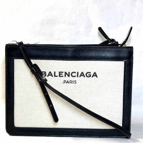 Balenciaga Canvas Leather Navy Pochette S Shoulder Bag 390641 in Good Condition