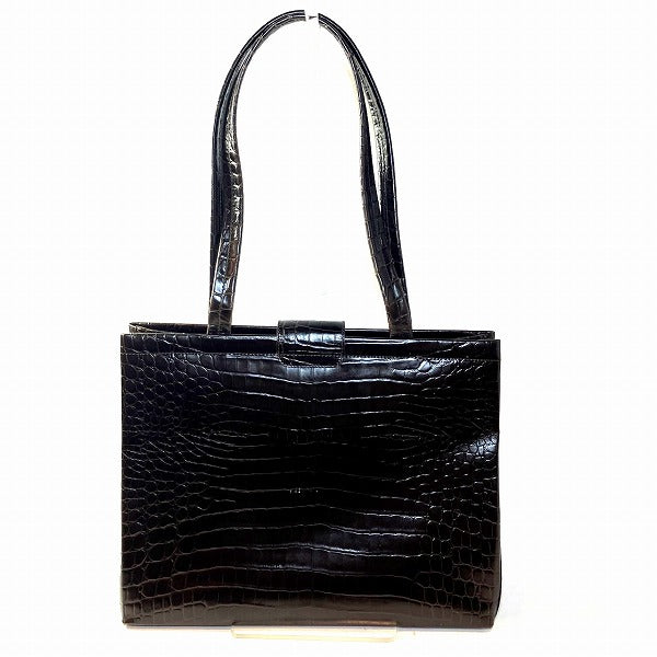 Salvatore Ferragamo Croc Embossed Leather Tote Bag AF-21 8254 in Good Condition