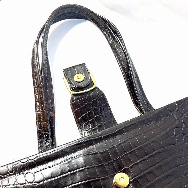 Salvatore Ferragamo Croc Embossed Leather Tote Bag AF-21 8254 in Good Condition