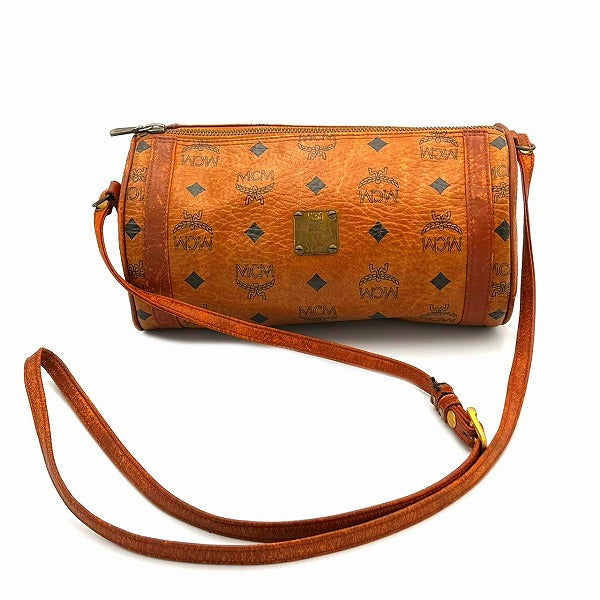 MCM Visetos Camel Leather Shoulder Bag