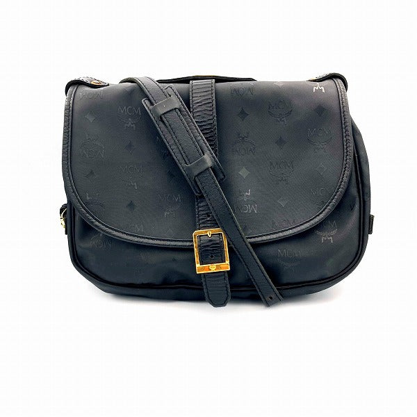 MCM Visetos Black Nylon Leather Shoulder Bag in Good Condition