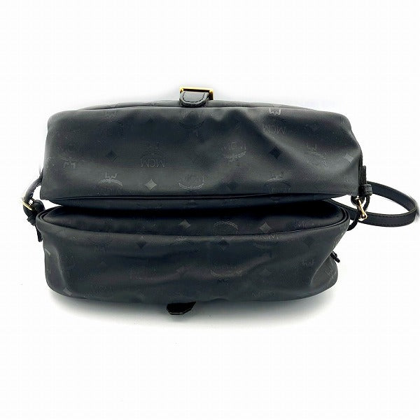 MCM Visetos Black Nylon Leather Shoulder Bag in Good Condition