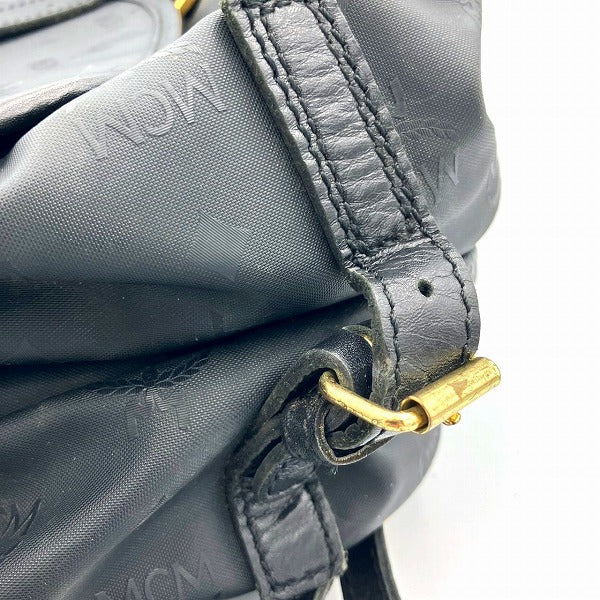 MCM Visetos Black Nylon Leather Shoulder Bag in Good Condition