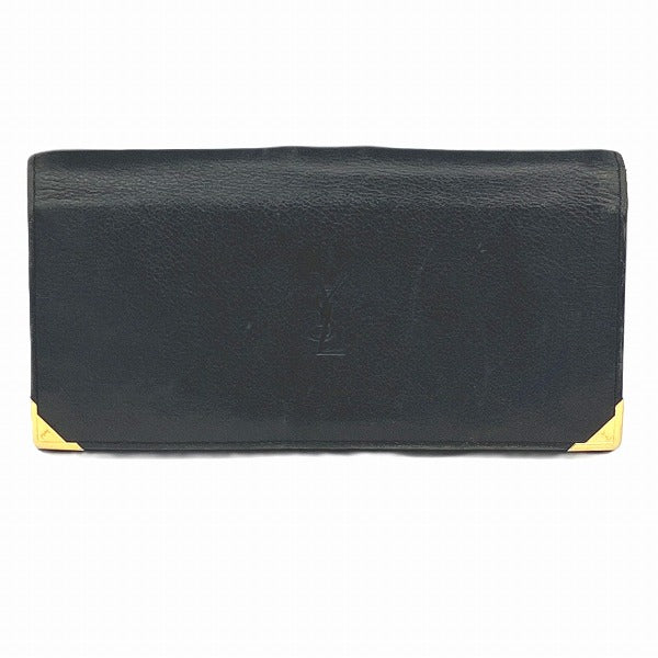 Yves Saint Laurent Black Leather Long Wallet in Good Condition