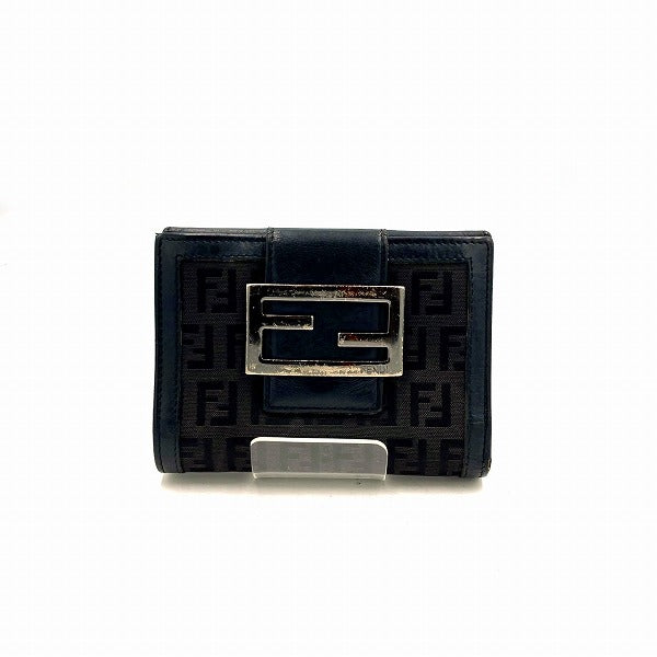 Fendi Zucchino Black Bifold Wallet in Fair Condition