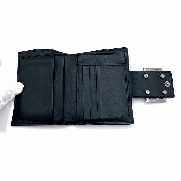 Fendi Zucchino Black Bifold Wallet in Fair Condition