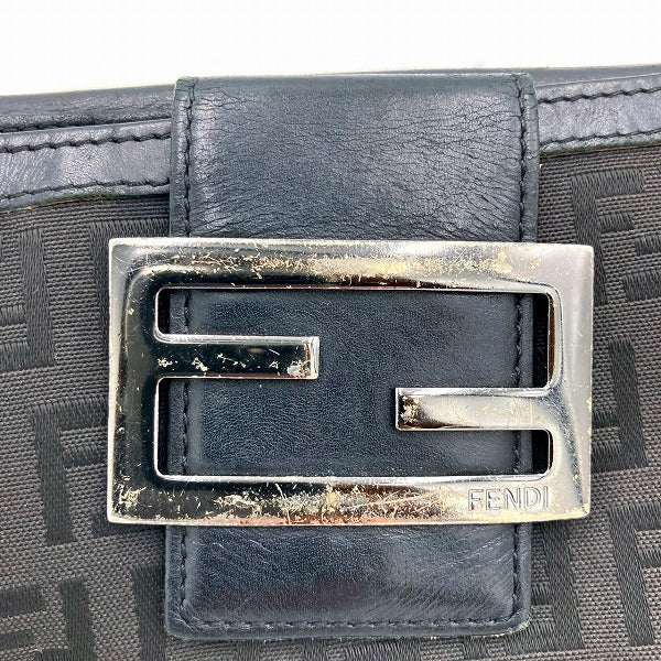 Fendi Zucchino Black Bifold Wallet in Fair Condition