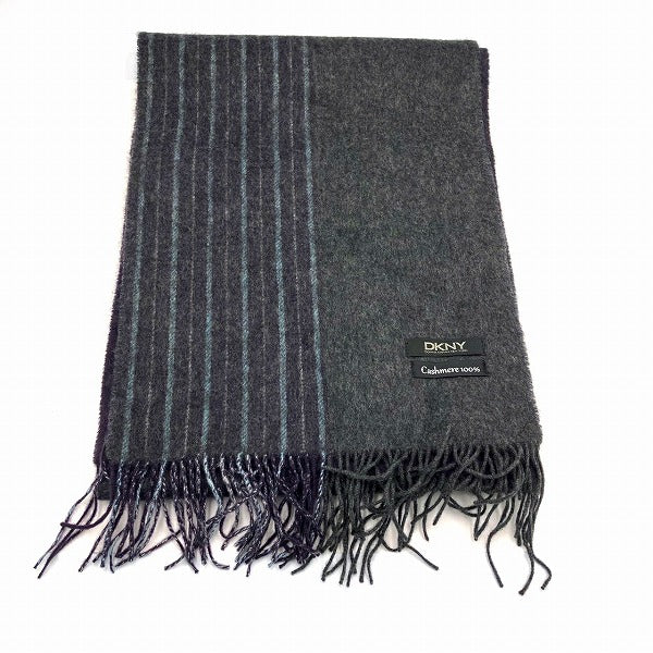 Donna Karan Cashmere Dark Gray Stripe Scarf