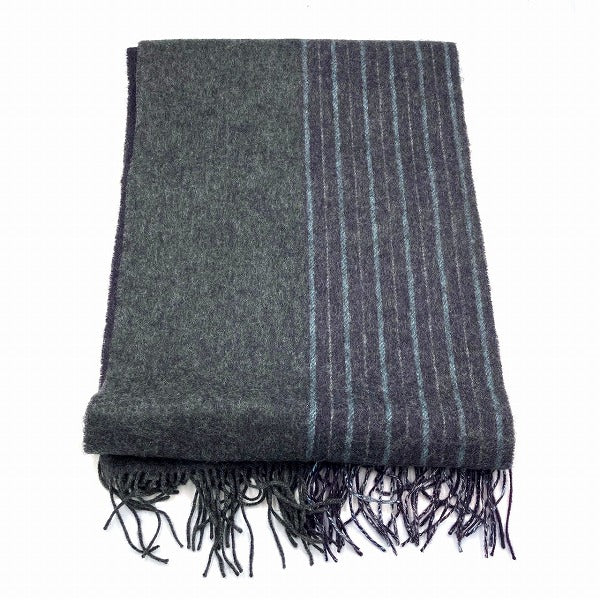 Donna Karan Cashmere Dark Gray Stripe Scarf