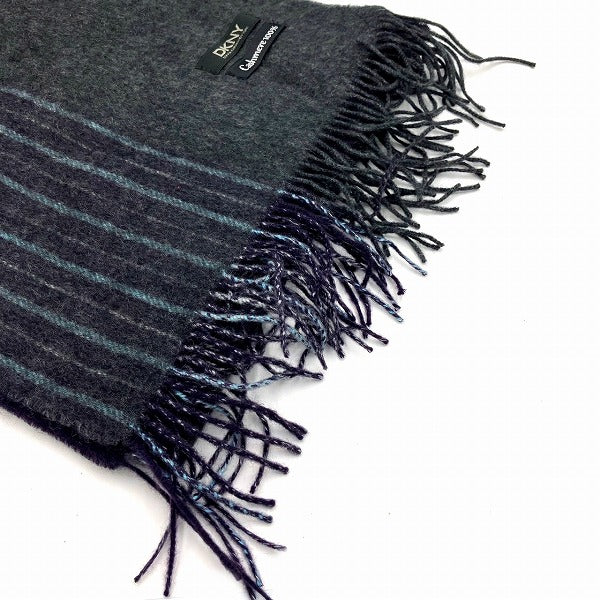 Donna Karan Cashmere Dark Gray Stripe Scarf