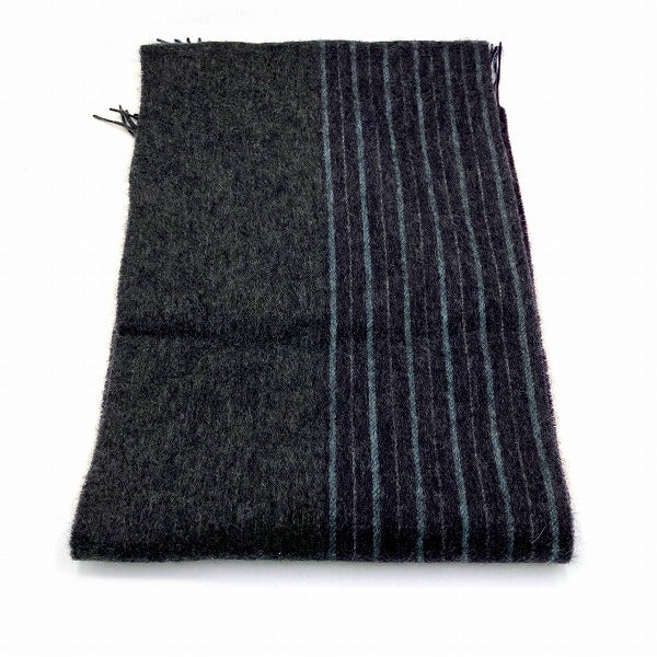 Donna Karan Cashmere Dark Gray Stripe Scarf