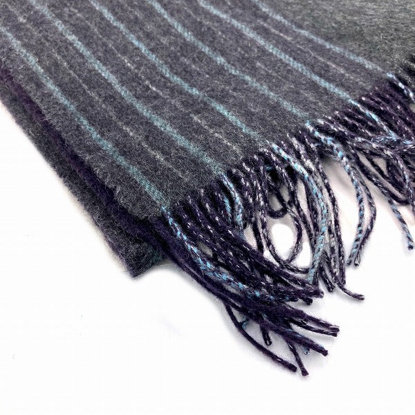 Donna Karan Cashmere Dark Gray Stripe Scarf