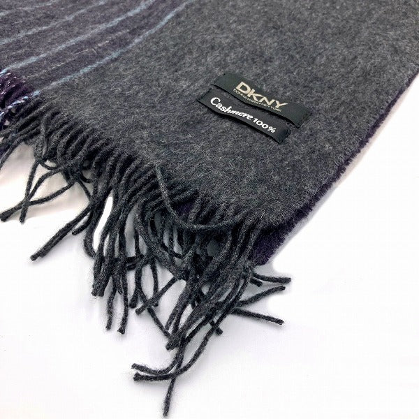 Donna Karan Cashmere Dark Gray Stripe Scarf