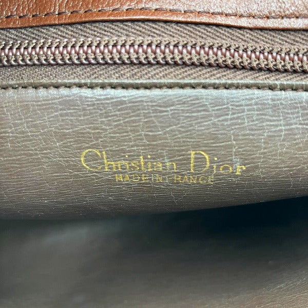 Dior Vintage Logo Brown Leather Shoulder Bag