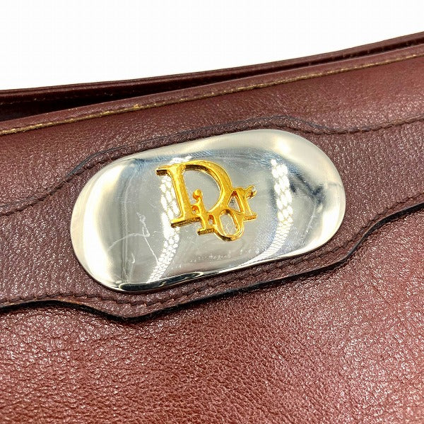 Dior Vintage Logo Brown Leather Shoulder Bag