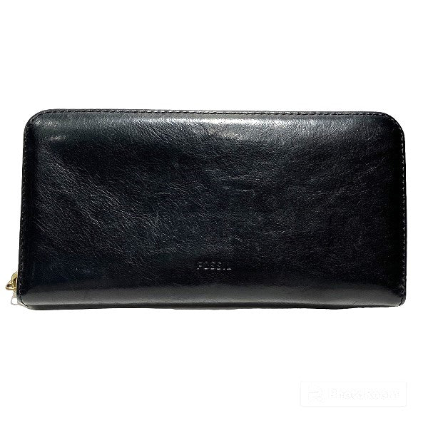 Fossil Black Leather Long Wallet for Men in Good Condition