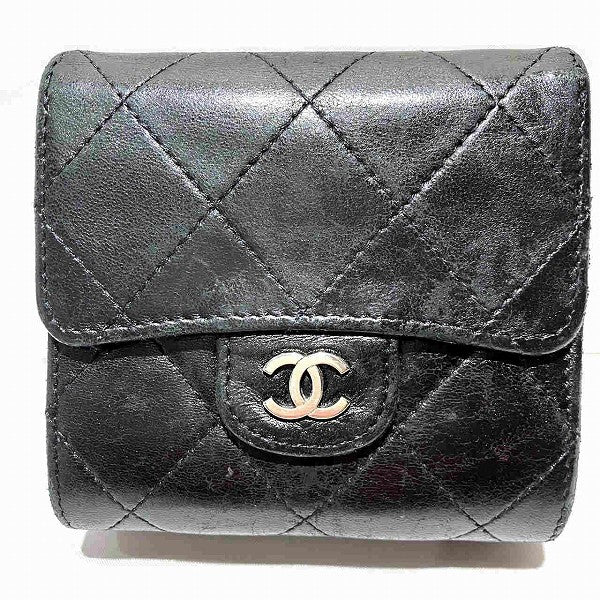 Chanel Matelasse Coco Mark Tri-Fold Wallet in Fair Condition