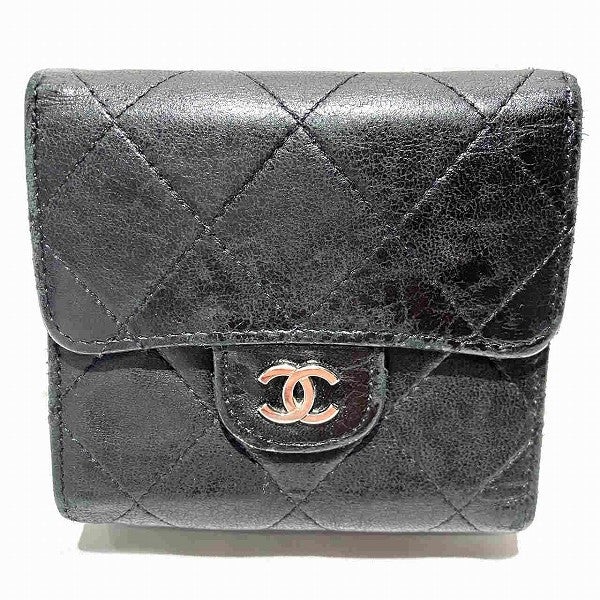 Chanel Matelasse Coco Mark Tri-Fold Wallet in Fair Condition