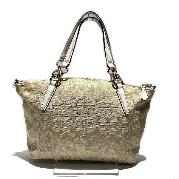 Coach Signature Canvas Leather Handbag F58283 in Good Condition