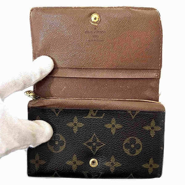 Louis Vuitton Monogram Portomone Bie Tresor Wallet M61730 in Fair Condition