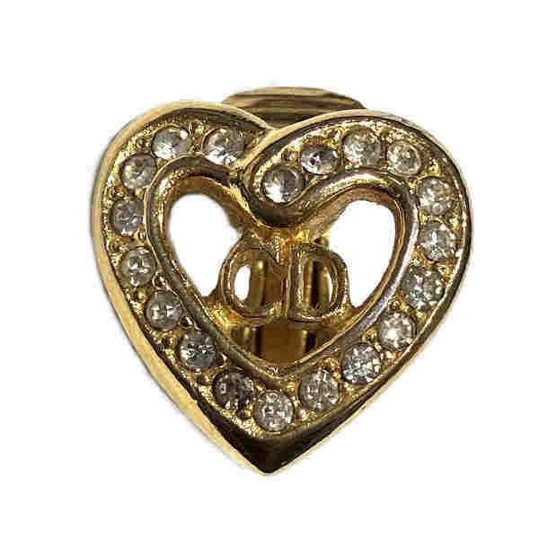 Dior Stone Heart Earrings 1.5cm Clip-On in Good Condition