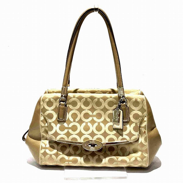 Coach Madison Op Art 25638 Canvas Leather Handbag in Good Condition