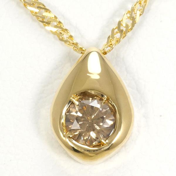 K18 Yellow Gold Necklace with Brown Diamond in Excellent Condition