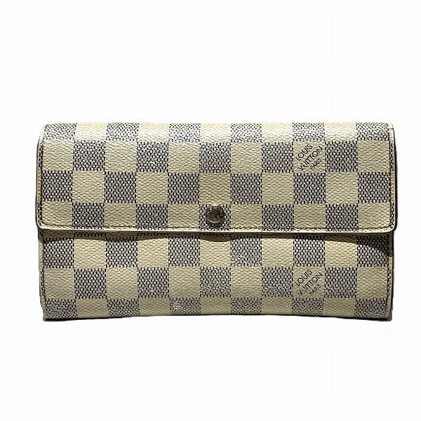 Louis Vuitton Damier Azur Portefeuille Sarah Long Wallet N61735 in Fair Condition