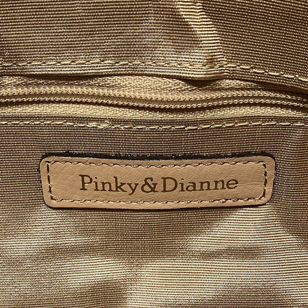 Pinky & Dianne Canvas Leather Patterned Shoulder Bag with Charm in Good Condition