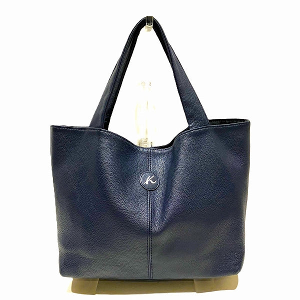 Kitamura K2 Leather Navy Handbag for Women in Good Condition