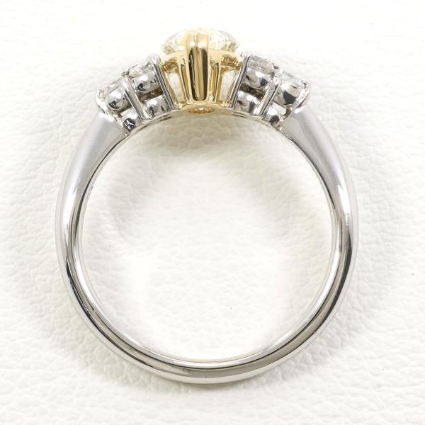 PT900 Platinum K18 Yellow Gold Ring with Yellow Diamond in Excellent Condition