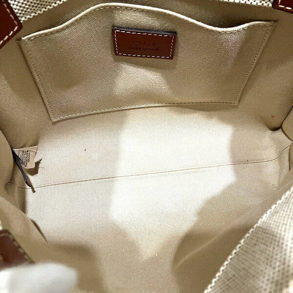 Chloe Woody Small Canvas Leather Tote Bag in Good Condition